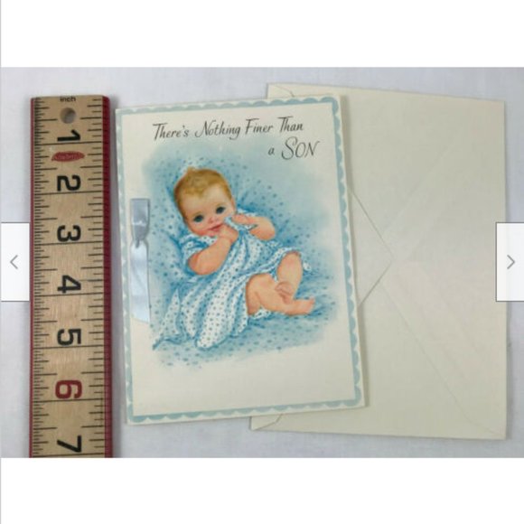 Vtg Frameable New Baby Nothing Finer Than a Son Unused Hallmark Greeting Card - Picture 3 of 4